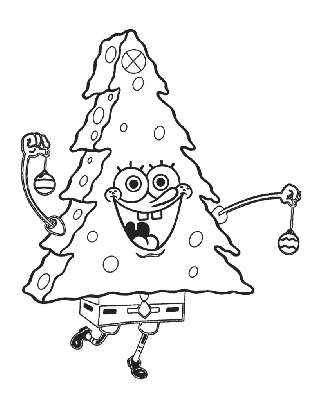 Kolorowanka SpongeBob udaję, że jest choinką